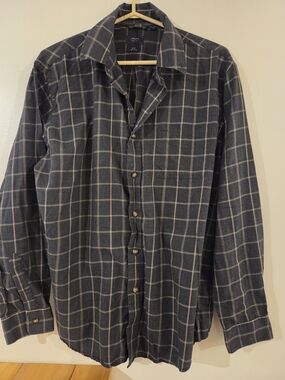 Arrow Men's Gray Windowpane Button-Down Shirt